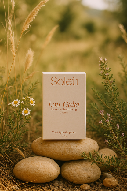 Savon-shampoing solide naturel Lou Galet pour cheveux et corps